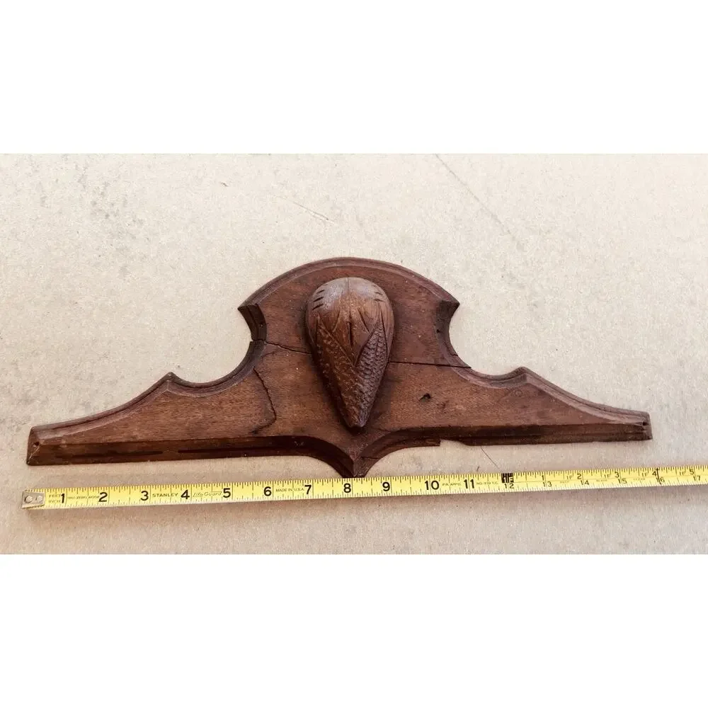 Antique Victorian Carved Furniture Crest Pediment Pine Cone 16-1/4